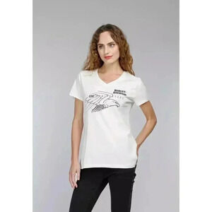 Harley Davidson 120th Anniversary Womens Size XL V-Neck T-Shirt White SS Cotton